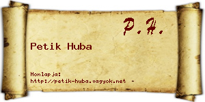 Petik Huba névjegykártya